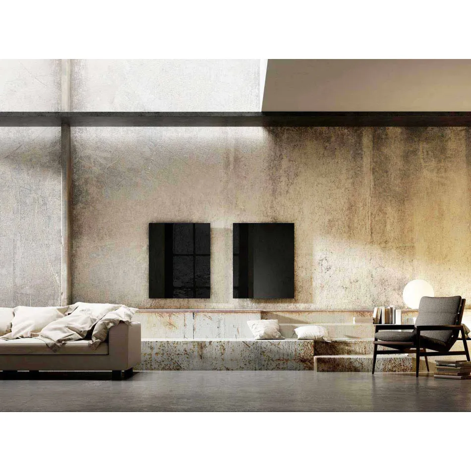 Infrared design electric radiator in black clear glass Viadurini