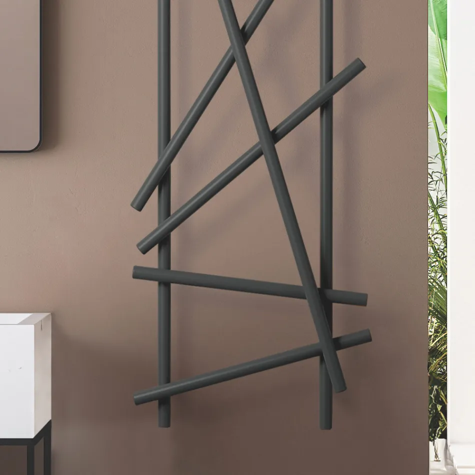 Electric Steel Radiator with Round Section Tubes Made in Italy - Random Viadurini