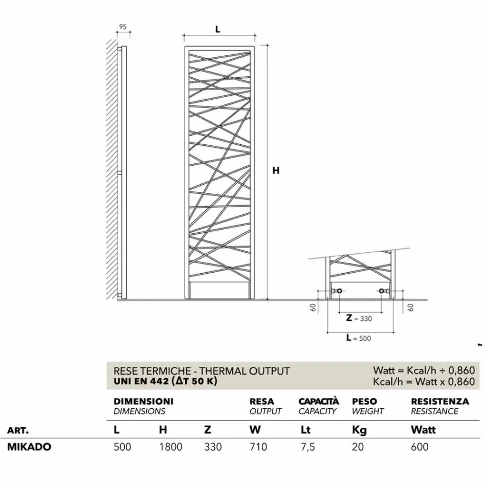 Steel electric heating, metropolitan style Mikado Scirocco H Viadurini