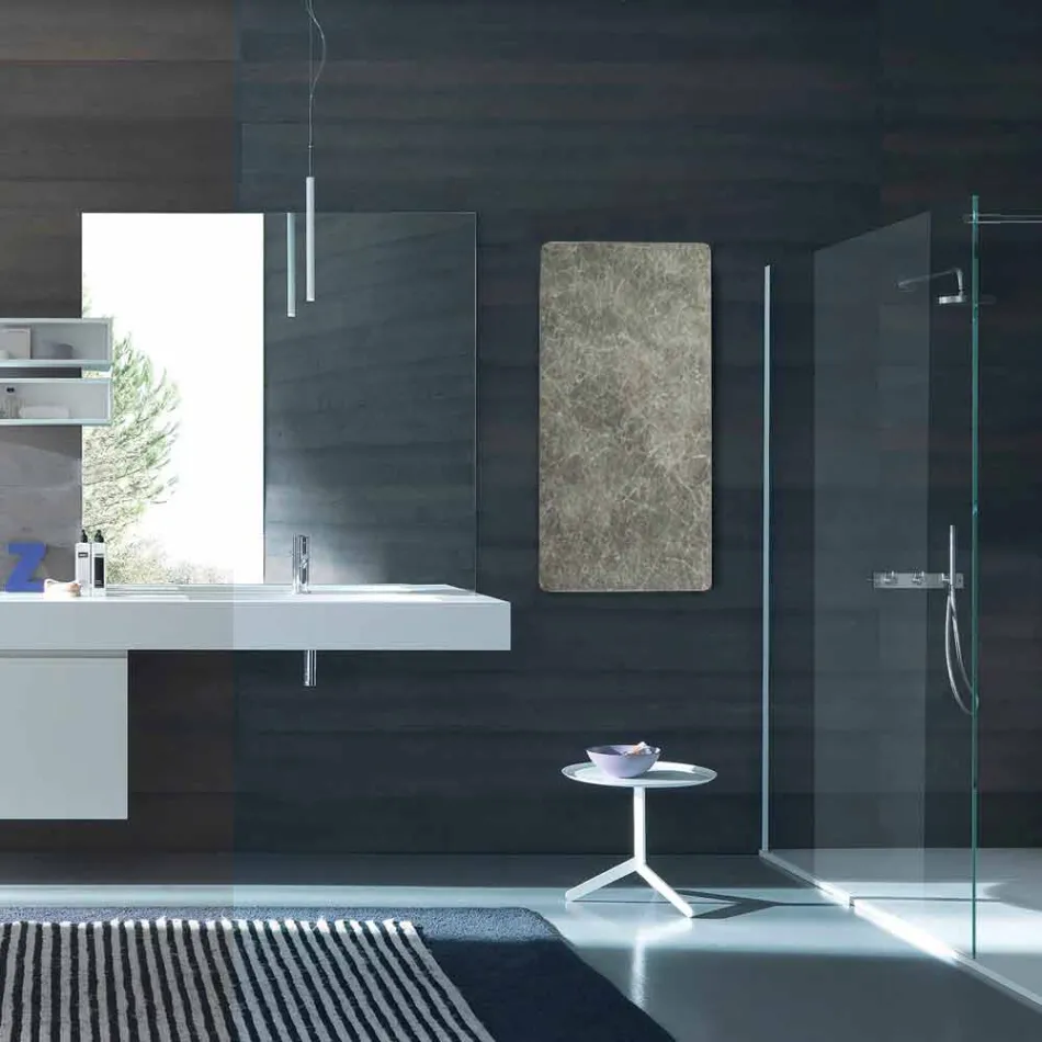 Electric tempered glass radiator with Jonny stone finish Viadurini