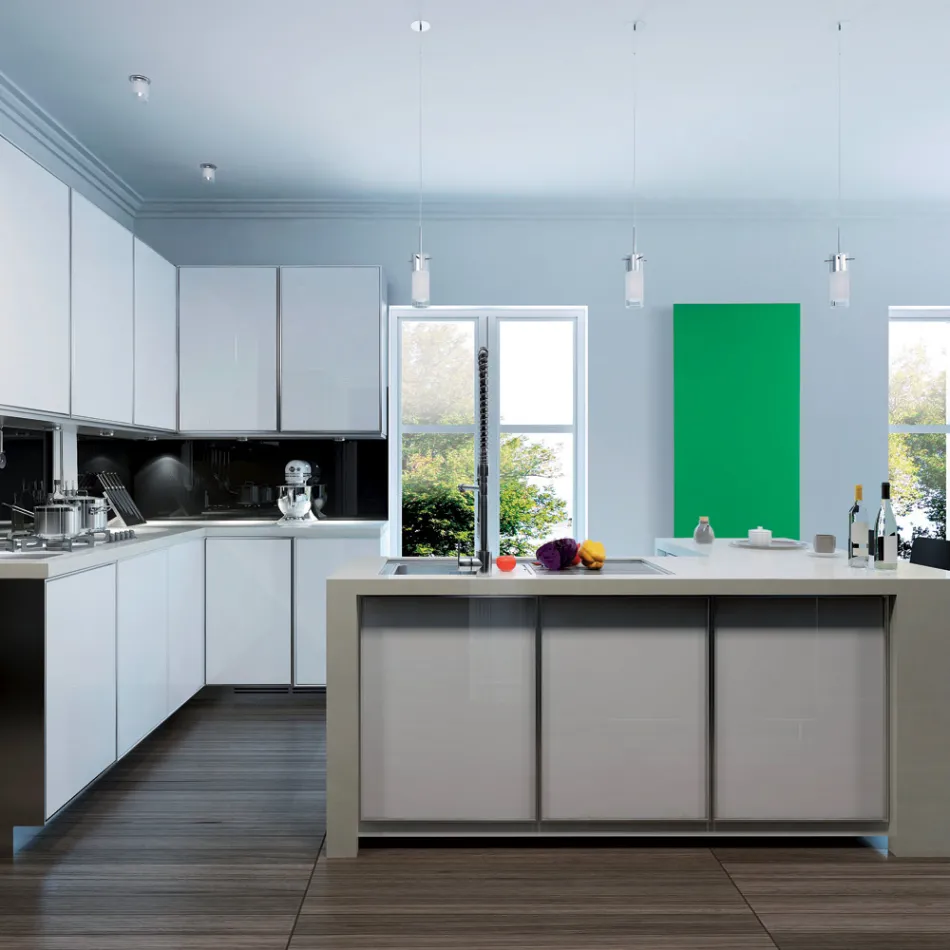 Hybrid Designer Radiator in Smooth Italian Marble Powder - Lines Viadurini