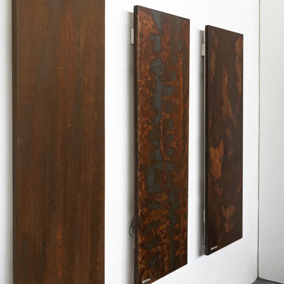 Hybrid radiator with Corten finish in Italian marble powder - Lines Viadurini