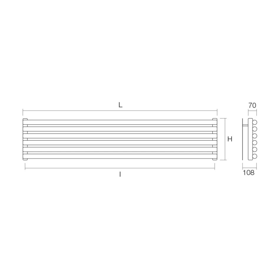 Hydraulic radiator with vertical collectors and horizontal pipes - Composed Viadurini
