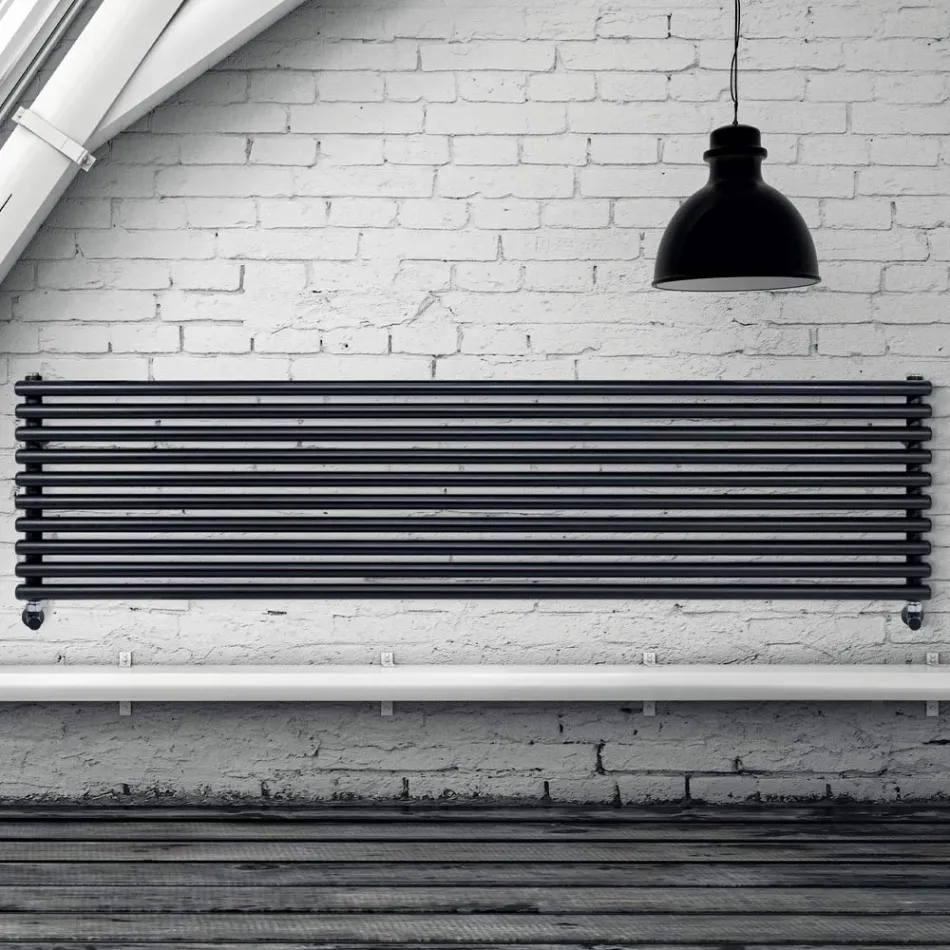 Hydraulic radiator with vertical collectors and horizontal pipes - Composed Viadurini