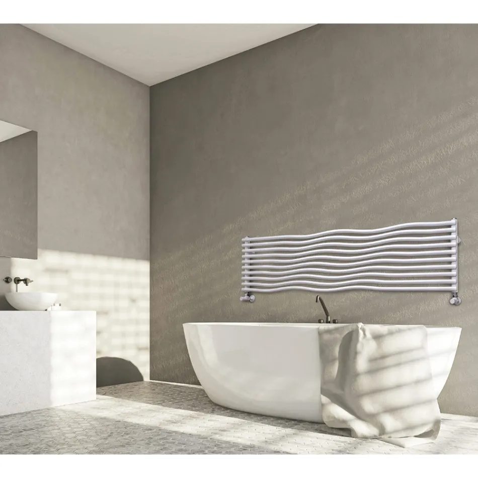 Hydraulic Radiator with Curved Horizontal Elements Made in Italy - Zucchero Viadurini