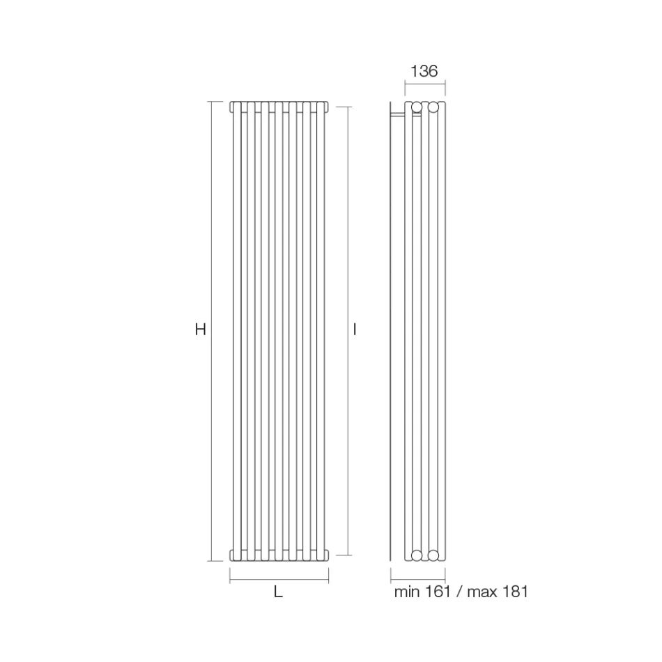 Hydraulic Radiator with Triple Section of Vertical Elements - Cantucci Viadurini