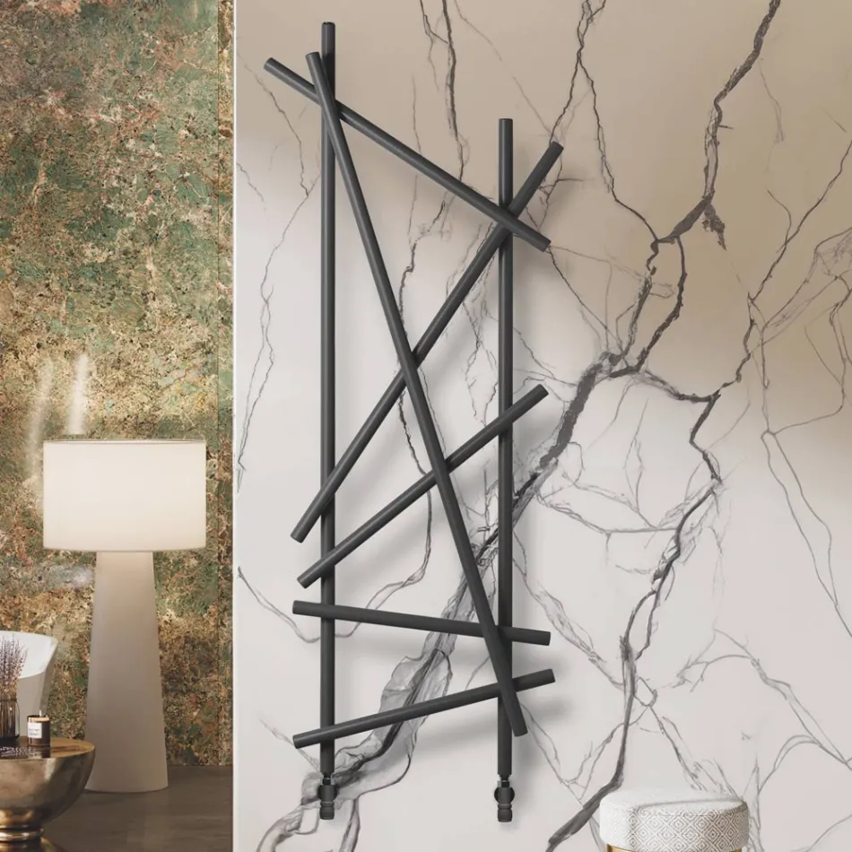 Steel Hydraulic Radiator with Round Section Pipes Made in Italy - Random Viadurini