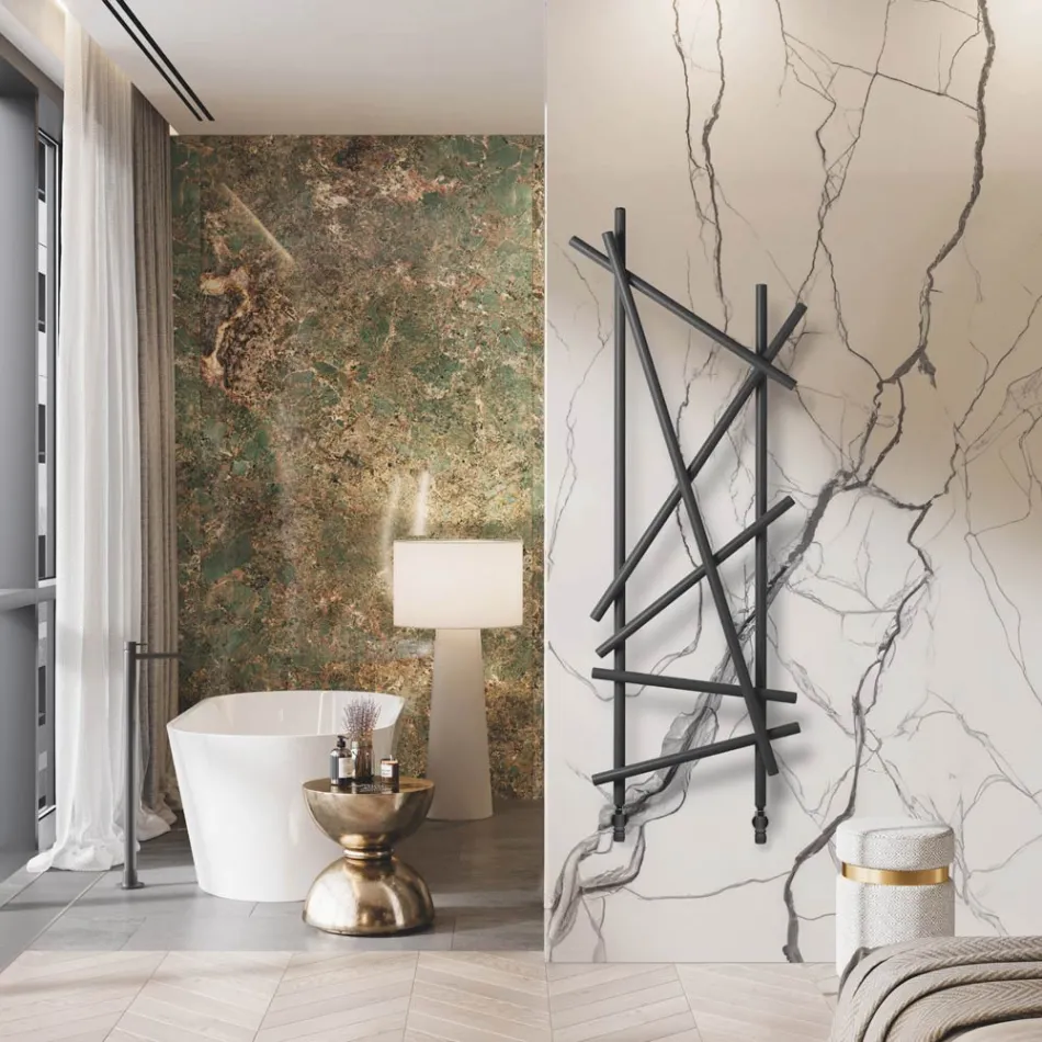 Steel Hydraulic Radiator with Round Section Pipes Made in Italy - Random Viadurini