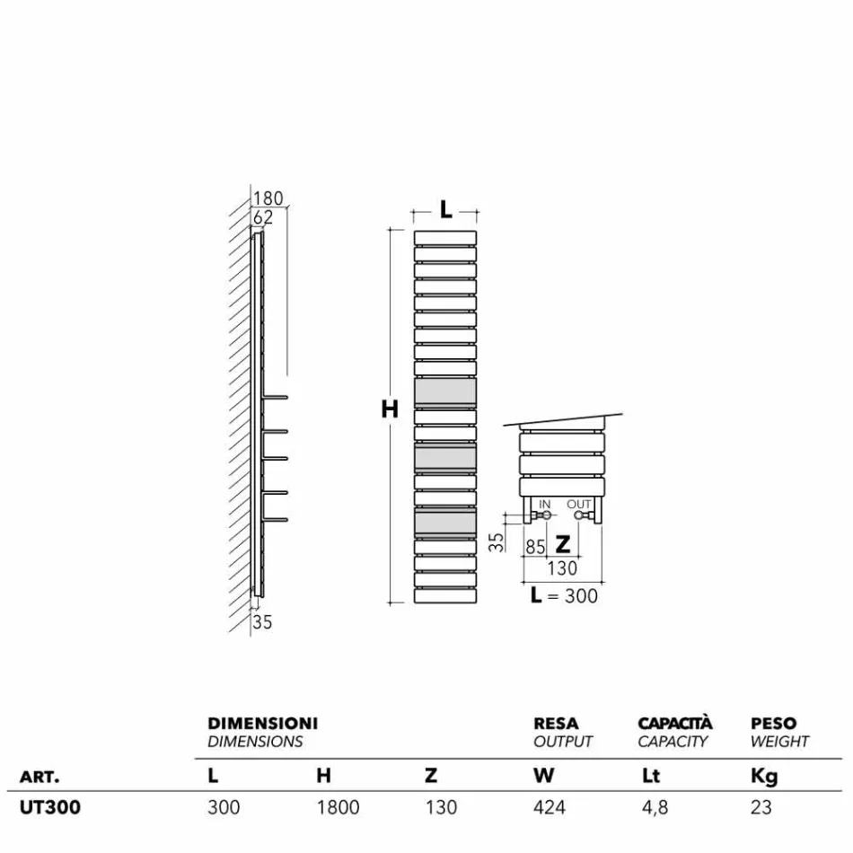 Hydraulic steel heating, oak shelves, Utility Scirocco H Viadurini