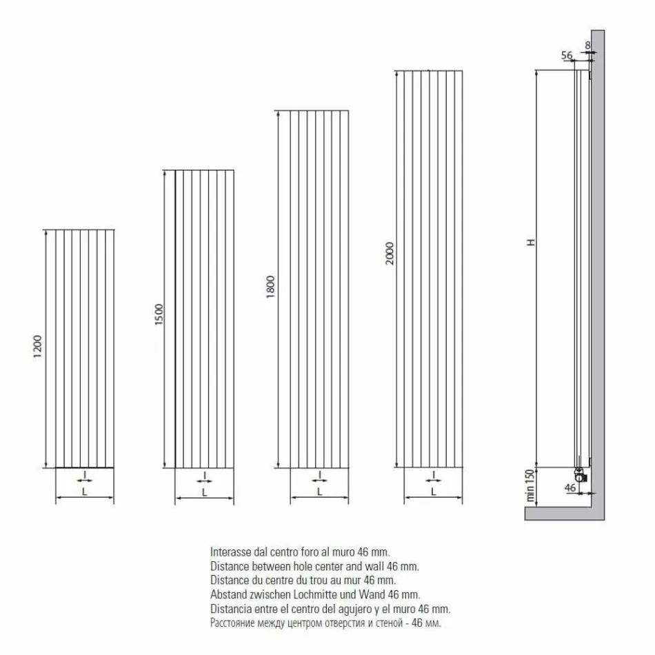 Modern Design Hydraulic Wall-Mounted Radiator up to 700 W - 100 Lines Viadurini