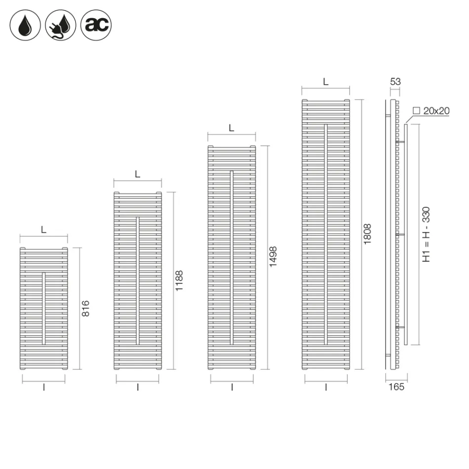 Lux Mixed Radiator with Steel Towel Rail Made in Italy Viadurini