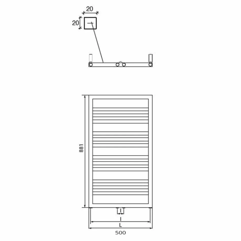 Radiator Towel Heater Bathroom Square Design in Steel 412 W - Tower Viadurini