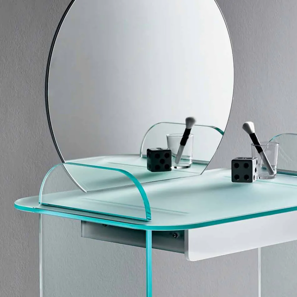 Makeup Dressing Table with Mirror and Glass Drawer 3 Finishes - Salvie Viadurini
