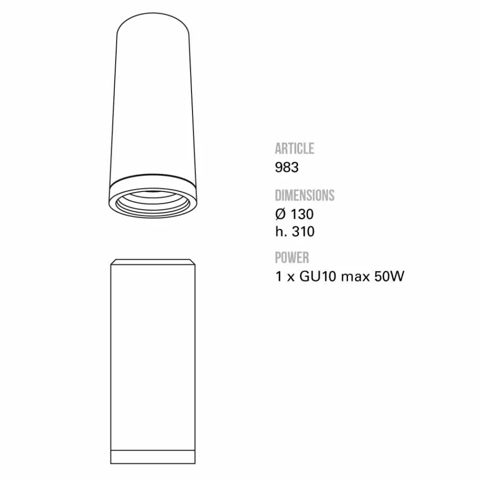 Toscot Carso ceiling lamp large Ø13 x H 31cm made in Tuscany Viadurini