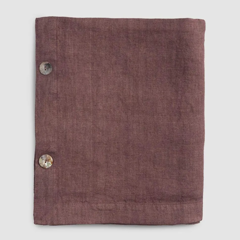 Modular Tablecloth in Colored Linen with Buttonholes and 10 Buttons - Mediterranean Viadurini