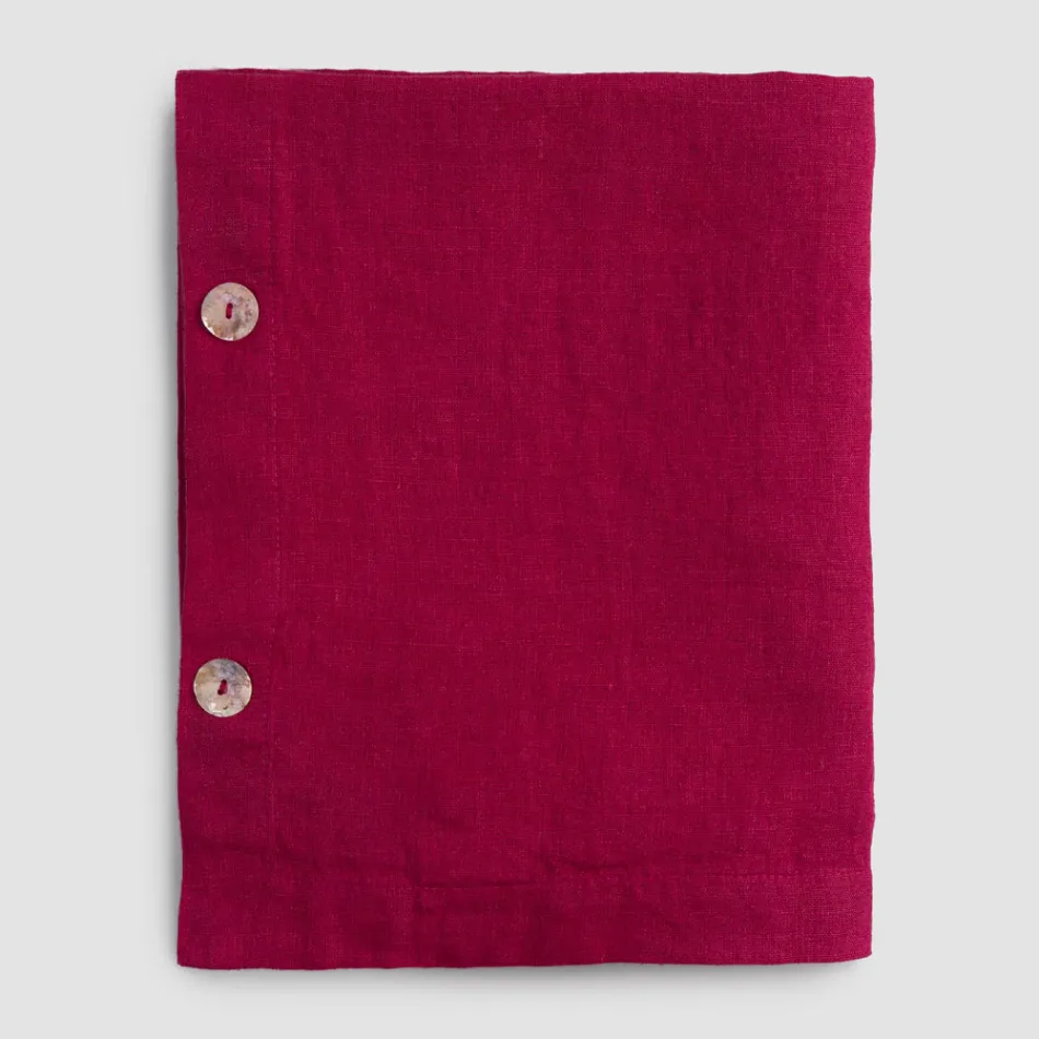 Modular Tablecloth in Colored Linen with Buttonholes and 10 Buttons - Mediterranean Viadurini