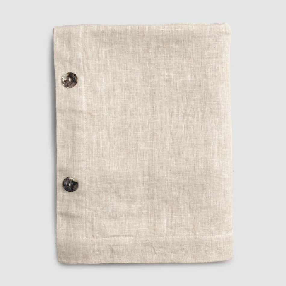 Modular Tablecloth in Colored Linen with Buttonholes and 10 Buttons - Mediterranean Viadurini