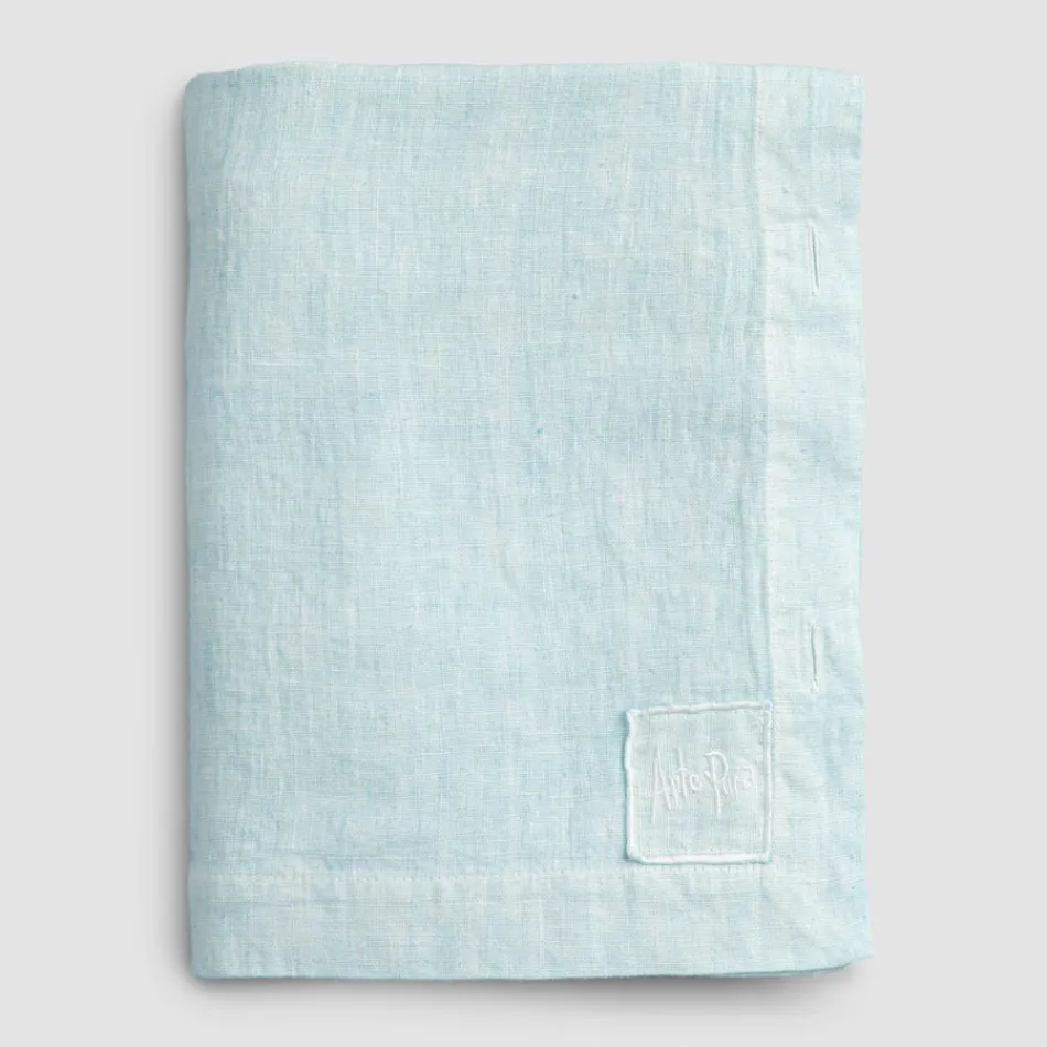 Modular Tablecloth in Colored Linen with Buttonholes and 10 Buttons - Mediterranean Viadurini