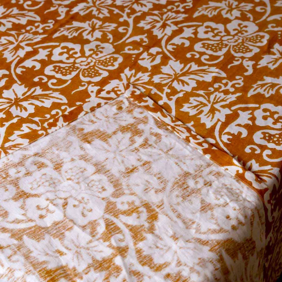 100% Italian Handcrafted Linen Tablecloth with One Piece Hand Print - Brands Viadurini