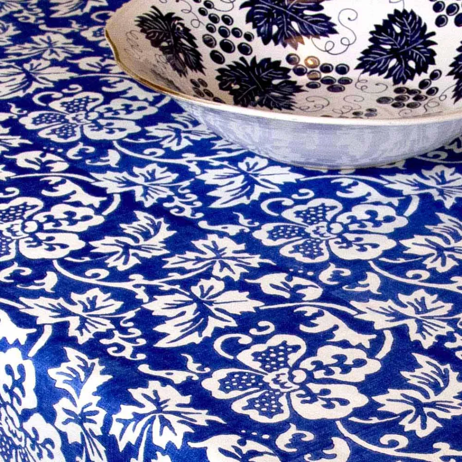 100% Italian Handcrafted Linen Tablecloth with One Piece Hand Print - Brands Viadurini