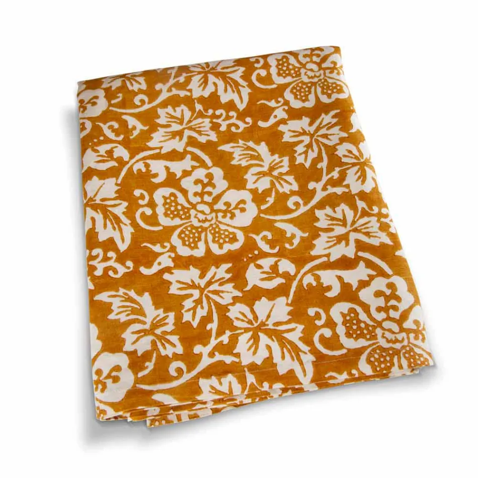 100% Italian Handcrafted Linen Tablecloth with One Piece Hand Print - Brands Viadurini