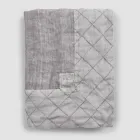 Anthracite Linen Tablecloth and Border with Geometric Decoration, Handcrafted - Dippel Viadurini