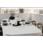 White or Butter Linen Tablecloth with Farnese Lace Rectangular Design - Kippel Viadurini