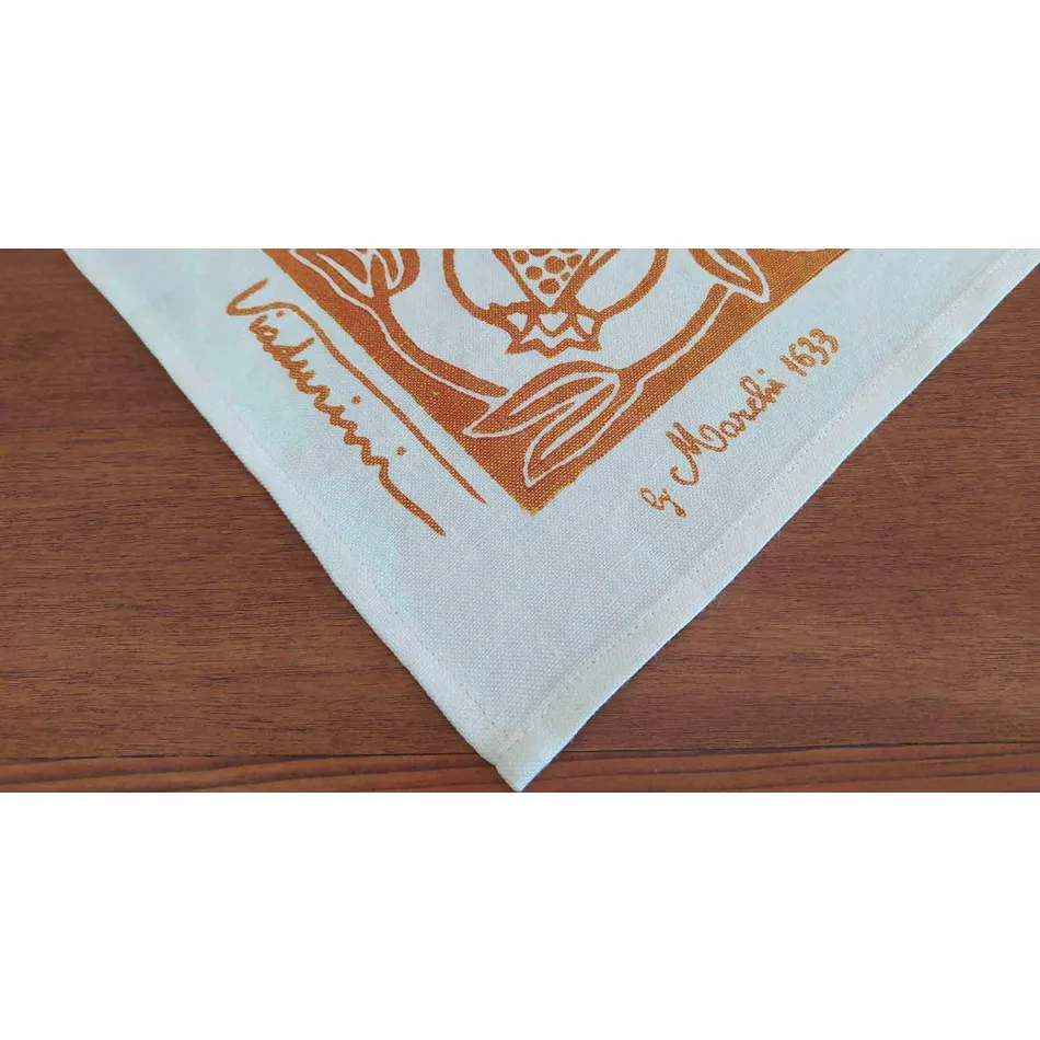 High Crafted Linen Tablecloth with Hand Printed Design of Italian Art Viadurini