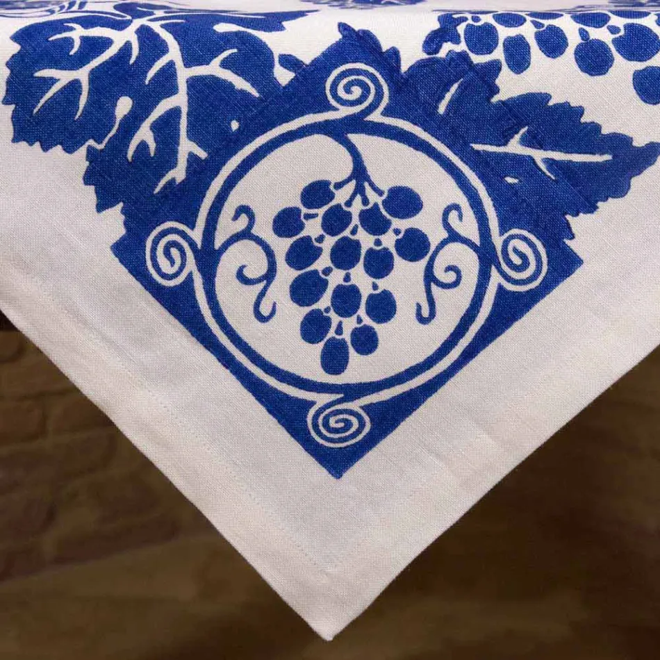 High Artistic Linen Tablecloth with Italian Art Hand Print - Brands Viadurini