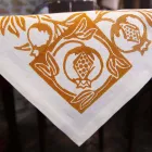 High Artistic Linen Tablecloth with Italian Art Hand Print - Brands Viadurini