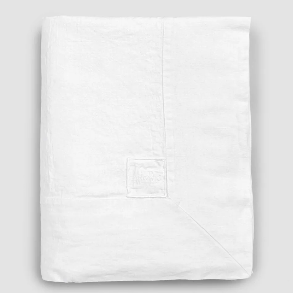 Luxury White Rectangular Linen Tablecloth with Frame or Lace - Davinci Viadurini