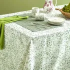 Printed Linen Tablecloth with Delicate Vegetal Fantasy Made in Italy - Velvet Viadurini
