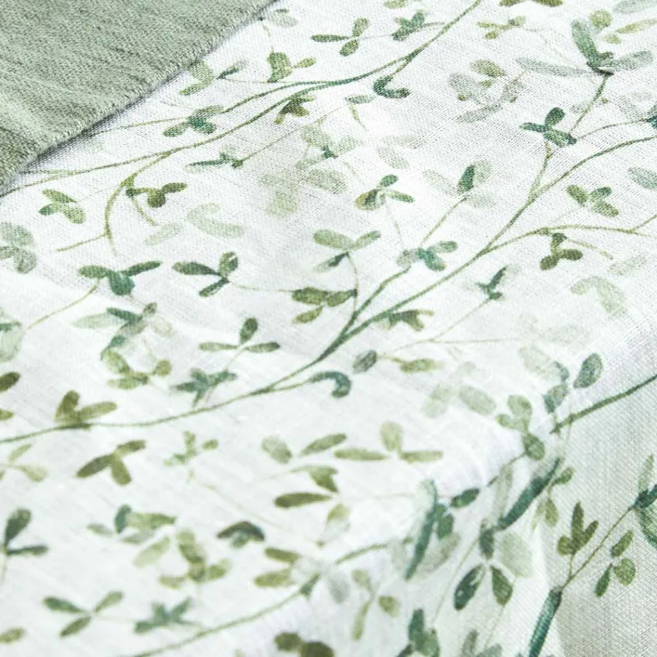 Printed Linen Tablecloth with Delicate Vegetal Fantasy Made in Italy - Velvet Viadurini