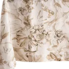 Printed and Garment-Wash Linen Tablecloth with a Lush Floral Design - Caress Viadurini