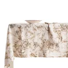 Printed and Garment-Wash Linen Tablecloth with a Lush Floral Design - Caress Viadurini