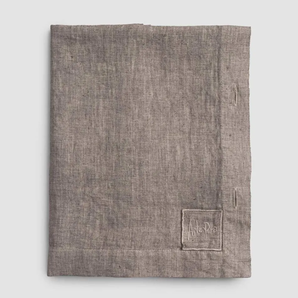 Luxury Modular Colored Linen Tablecloth with Buttonholes and 12 Buttons - Mediterranean Viadurini