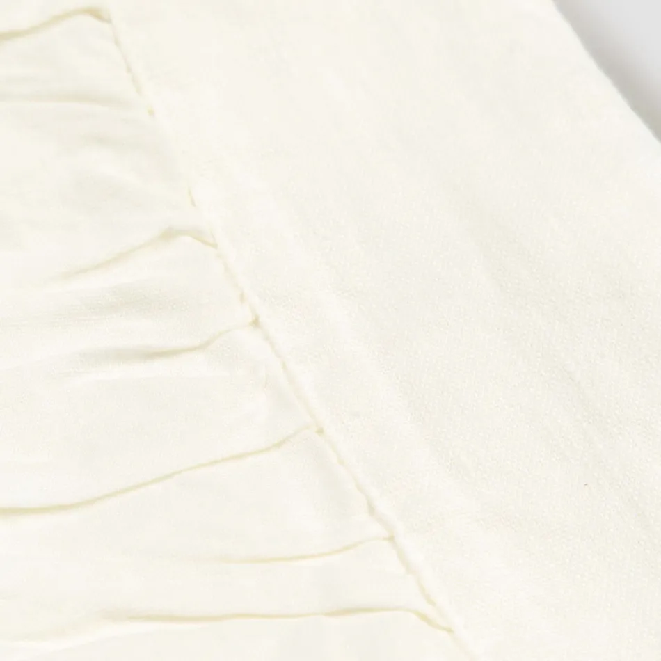 Rectangular Tablecloth in White Linen, Frame and Embossed Fold Edge - Mippel Viadurini