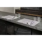 Breakfast Placemats in Gray Linen with Crystals 2 Pieces - Macanno Viadurini