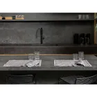 Breakfast Placemats in Gray Linen with Crystals 2 Pieces - Macanno Viadurini