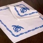 Napkin in Mixed Linen with Hand Print Unique Piece Made in Italy - Brands Viadurini