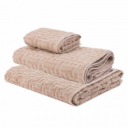 Trio of Bath Towels in Terry Cotton Towel, Face and Guest - Ginestra Viadurini