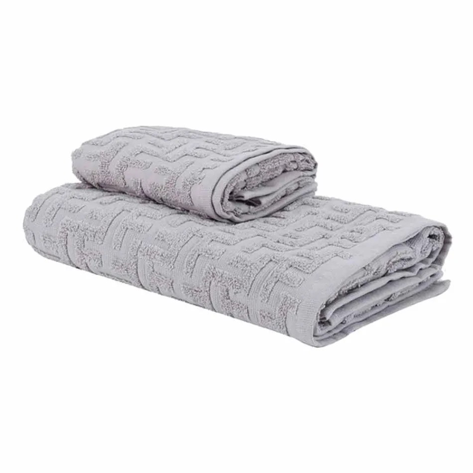 Trio of Bath Towels in Terry Cotton Towel, Face and Guest - Ginestra Viadurini