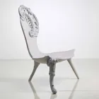 Hand carved throne in solid oak, gray design, Leon Viadurini