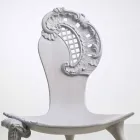 Hand carved throne in solid oak, gray design, Leon Viadurini
