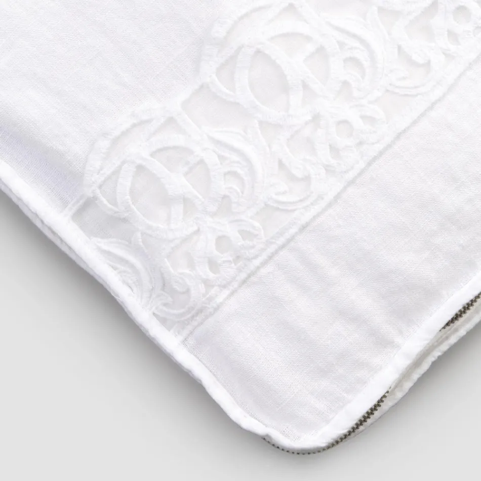 Large Travel Case in Linen with Italian Luxury Sinergia Lace - Randall Viadurini