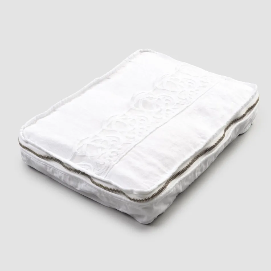 Large Travel Case in Linen with Italian Luxury Sinergia Lace - Randall Viadurini