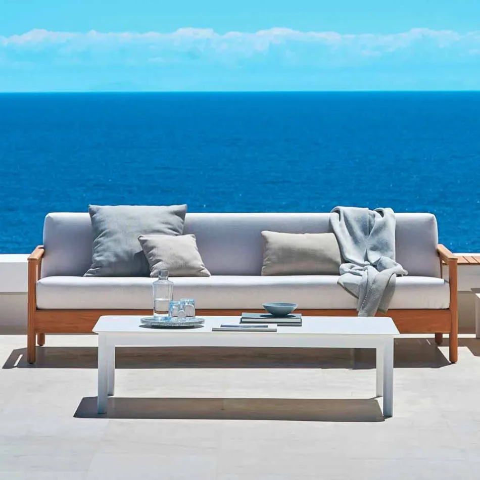 Varaschin Bali modern 3-seat outdoor sofa in solid teak wood Viadurini