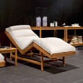 Modern design outdoor chaise longue mande of teak Barcode by Varaschin