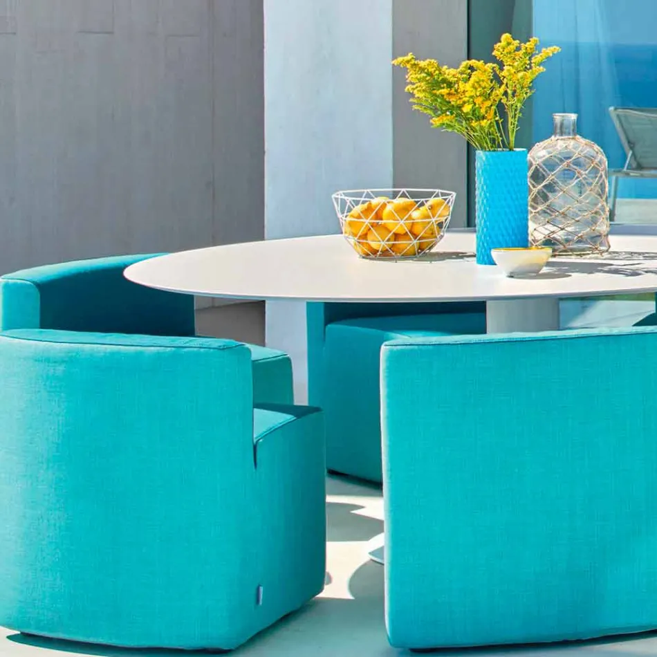 Varaschin Big In & Out garden table + 8 modern design armchairs Viadurini