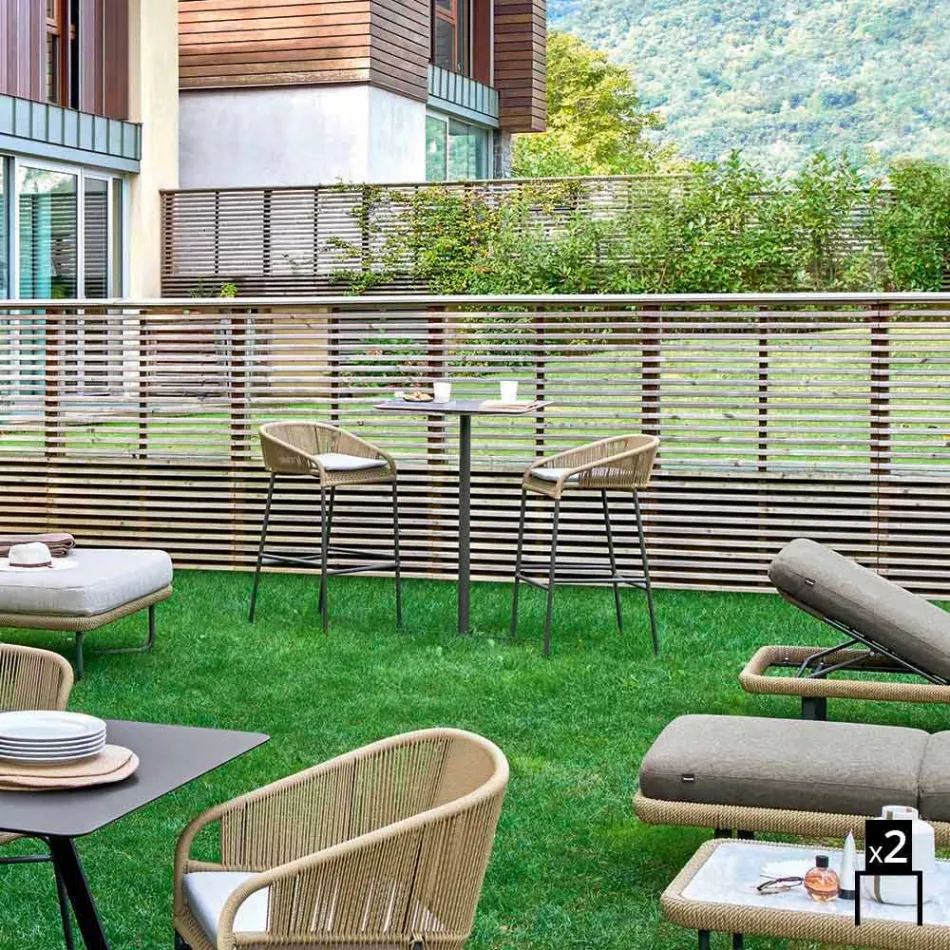 Varaschin Cricket contemporary garden design stool, 2 pieces Viadurini